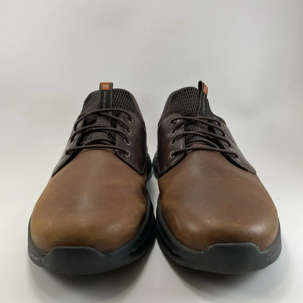 Skechers Harper Forde Casual Oxford Brown Leather Mens Size 11.5 Slip On/Slip In